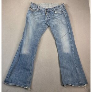 Diesel Jeans Mens 34x32 Blue Koffha Wash 0070Z Bootcut Flare Low Rise Distressed